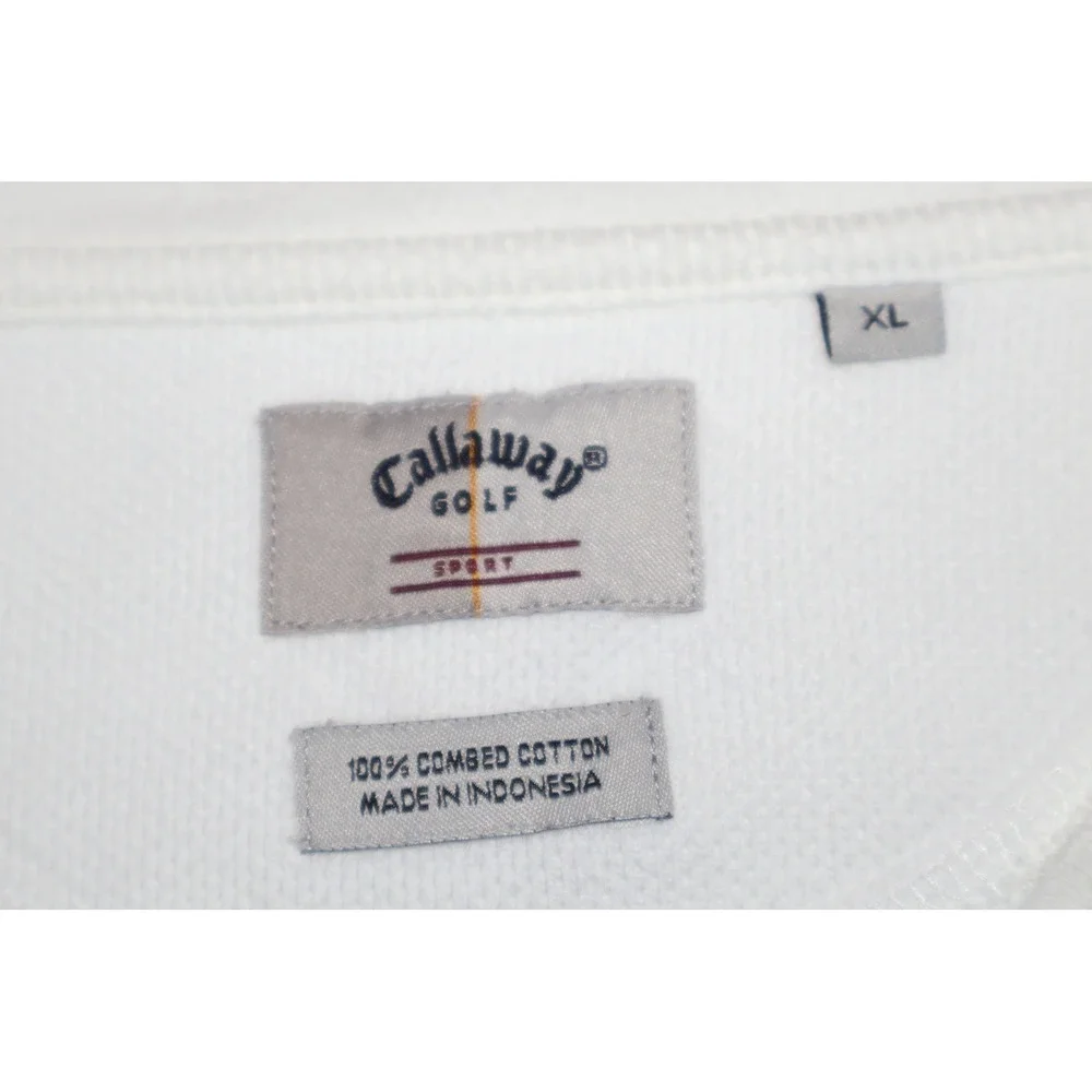 Callaway Golf Sport Men XL White V-Neck Sleeveless Sweater Vest Cotton Knit